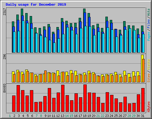 Daily usage for December 2019