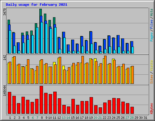 Daily usage for February 2021