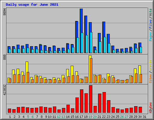 Daily usage for June 2021