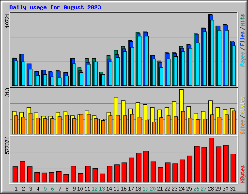 Daily usage for August 2023