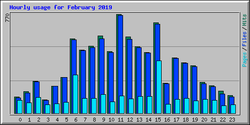 Hourly usage for February 2019